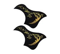 JEWEDECO 2pcs Guitar Pickguard Sticker Decal Bird Pattern Gold for Acoustic Electric Guitar Pickguard