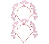 JEWEDECO 2pcs Heart Shaped Headbands for Felt and Cloth Material, Pink Valentine’s Day Party Hair Accessories, Not Easy to Fade and Hold Hair Shape