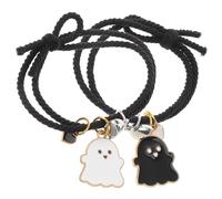 JEWEDECO 2pcs Magnet Bracelets Woven Wristband Heart Shape Alloy and Elastic Rope Stylish Soft Matching Couple Bracelets for Daily Wear and Outdoor Activities