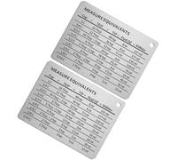 JEWEDECO 2pcs Measurement Conversion Chart Magnet Measuring Conversion Refrigerator Magnet 4.33x3.35x0.2 Inch Stainless Steel Magnetic Backing Silver for Baking Cooking