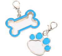 JEWEDECO 2pcs Metal Dog Tags for Pets Blue Bone and Paw Shape Heavy Duty Smooth Surface Sublimation Blank Id Tags for DIY Personalised