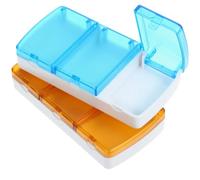 JEWEDECO 2pcs Mini Pill Organizer with 3 Compartments, Portable Medication Box for Morning, Noon and Night, Made of Sturdy and Abs Material, Easy to Clean and Reusable, for Travel