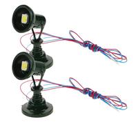 JEWEDECO 2pcs Mini Railway Train Lamp Model Signals Stainless Steel Material and 3v-12v Capacity, Realistic and Delicate Design for Photo Prop and Mini House Decor