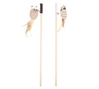 JEWEDECO 2pcs Mouse Cat Teaser Wand Interactive Stick for Cats and Kittens Burlap Mouse Funny Exerciser Rod for Indoor Play Random Color Random Color