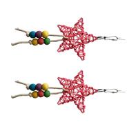 JEWEDECO 2pcs Parrot Chewing Decorative Pendant Creative Design Facilitates Activities Attracts Attention Rattan Solid Wood Metal for Staying in The Cage Pet Birds