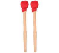JEWEDECO 2pcs Percussion Drum Sticks Beginner Drumsticks Wood Mallet for Gong with Cotton Heads Gentle Striking Sound Secure Grip Red Cloth Handle for Musical Performance and Occasions