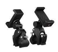 JEWEDECO 2pcs Phone Holder with Clamp Attachment for Cellphone, Abs Material with Multiangle Adjustments and One Hand Operation, Suitable for Microphone Stand, Boat, Bike, and Shopping Cart