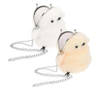 JEWEDECO 2pcs Plush Chick Coin Purse Cute Women Small Wallet Chicken Wallet Animal Shaped Purse for Women Plush Chicken Shaped Bag Adorable Animal Purses Small Cute Stuffed Animal Purse