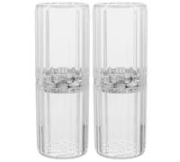 JEWEDECO 2pcs Portable Travel Toothbrush Container with Pet and Abs Material, Versatile Design for Outdoor Adventures and Vacations, Providing Protection for Couples and Families