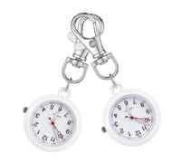 JEWEDECO 2pcs Quartz Nurse Pocket Watch with Key Buckle Clip Classic Design Font Display Durable for Daily Wear for Outdoor Activities and Nursing Professionals