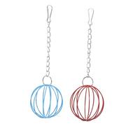 JEWEDECO 2pcs Rabbit Grass Feeder Balls with Hanging Chain Iron Small Pet Food Containers for Bunny Exercise and Cage Clean Creative Color Design for Garden and Balcony Use