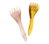 JEWEDECO 2pcs Resin Beeswax Massage Combs Hand-carved Scraping Comb for Scalp Massage and Acupoint Therapy Comfortable Hair Care Tool Suitable for Family and Outdoor Use Random Color