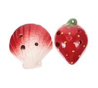JEWEDECO 2pcs Shell Strawberry Ocarina C Tune Instrument Ceramic Beginners Practice Wind Ocarina Toy for Tourists