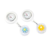 JEWEDECO 2pcs Silicone Daisy Nurse Pocket Watches with Clip, Cute Hanging Timing Pocket Watch Set for Doctors and Medical Staff, Yellow and Blue Small Floral Design