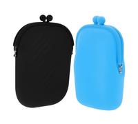 JEWEDECO 2pcs Silicone Small Coin Purse and Change Wallet for Women, Multifunctional Cubic Wallet Bag for Travel and Shopping, Portable Storage Pouch in Blue and Black