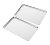 JEWEDECO 2pcs Stainless Steel Baking Tray Set for Home and Restaurant, Rectangular Kitchen Bakeware Pan for Cookies, Barbecue Grill, and Oven Use