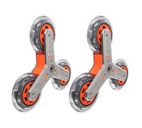 JEWEDECO 2pcs Stair Climbing Shopping Cart Wheels Replacement with Stainless Steel and Pu Material, Three Wheel Structure for Utility Carts and Trolleys, Suitable for Supermarket