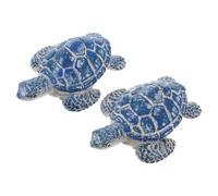 JEWEDECO 2pcs Turtle Toilet Bolt Covers Ceramic Sea Turtle Decorative Screw Caps, Blue, Dust Prevention, Conceals Unsightly Bolts, for Home and Beach House