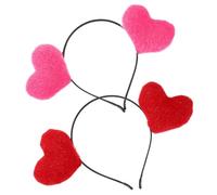 JEWEDECO 2pcs Valentine's Day Heart-shaped Headband Hair Accessories for Young Ladies, Cloth Material Party Hairband, Delicate and Eye-catching Design for Festival Parties