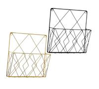 JEWEDECO 2pcs Wall-mounted Hanging File Organizer Iron Wire Rack Space-saving Document and Magazine Storage for Office Study Home Sturdy Metal Construction with Modern Design