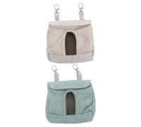 JEWEDECO 2pcs Washable Cloth Rabbit Feeding Bag with Hanging Design and Hook, Long Narrow Exporting Hole Storage Pouch for Rabbits, Chinchillas and Other Small Animals, Convenient Feeder