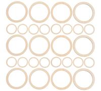 JEWEDECO 30pcs 7.5cm Wooden Rings for Crafts Unfinished Flat Round Wood Circles DIY Wooden Flat Slices for Macrame Curtain Rings and Artistic Decorations