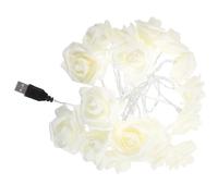 JEWEDECO 3M 20 LED Rose Flower String Lights USB Powered, White LED Fairy Party String Light for Wedding, Bedroom, Living Room Decoration