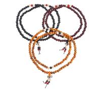 JEWEDECO 3pcs Beads Wooden Bracelet for Women with Multi-circle Design, Flexible Fit Prayer Beaded Bracelet Crafted from Natural Wood for Daily Wear and Meditation