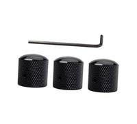 JEWEDECO 3pcs Black Electric Guitar Control Knobs Volume Tone Dome Knobs with Wrench for Bass Guitar Replacement Design for Shaft Import Pots and Split Shaft Pots
