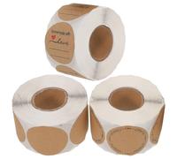JEWEDECO 3pcs Khaki Kraft Paper Round Self-Adhesive Labels with Handwriting Friendly Surface, Versatile Blank Circle Stickers for Shipping and Wrapping, Elegant Round Design