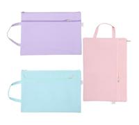 JEWEDECO 3pcs Large Zip Bags with Zipper for Documents and Cosmetics, Portable Oxford Cloth Storage Pouches with Rope Ring on Zipper, Waterproof A4 File Bags for Office and Travel