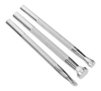 JEWEDECO 3pcs Leather Stamping Tool Kit Press Set for Leather Craft Professionals Silver Metal Tools Easy to Press into Carve Designs for Shoes and Belt Crafting