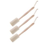 JEWEDECO 3pcs Loofah Back Scrubber with Long Handle for Bath and Shower, Exfoliating Natural Loofah Body Brush with Breathable Wood Handle for Men and Women