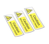 JEWEDECO 3pcs Low Ceiling Decal Caution Warning Sign Pvc Yellow Warning Sticker Convenient to Carry for Industrial Safety
