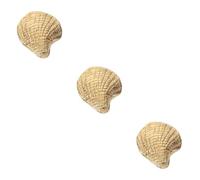 JEWEDECO 3pcs Shell Shaped Brass Cupboard Knob Pull Handle for Cabinet Dresser Drawer Wardrobe Decorative Furniture Hardware Matching Various Styles and Safe for Long Term Use