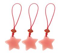 JEWEDECO 3pcs Star Phone Chain Mobile Phone Lanyard Glow the Dark Red Plastic Braided Rope Star Shaped for Bag Night Time Everyday Use