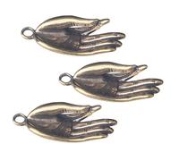 JEWEDECO 3Pcs Vintage Brass Buddha Hand Keychain Pendant DIY Craft Ornament Chic Keychain Adorn for Unique Handicraft Decor