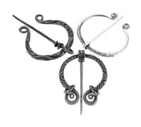 JEWEDECO 3pcs Vintage Viking Brooch Set Medieval Shawl Pins with Secure Clasp Renaissance Metal Scarf Buckle for Capes Cloak Accessories for Parties and Daily Wear