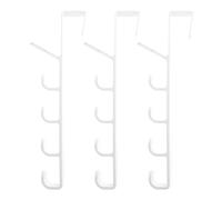 JEWEDECO 3pcs White Over Door Hooks Multifunctional 5-Level Coat Hangers for Door Back, Vertical Over-Door Towel and Hat Rack for Bedroom and Bathroom Storage