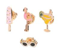 JEWEDECO 3sets Flamingo Brooch Pin Elegant Drip Oil Alloy Breastpins for Women Party Wedding Daily Wear Clothes Accessories 4pcs*3