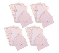 JEWEDECO 4 Sets Floral Animal Envelope and Writing Paper Stationery Kit Pink Paper with Creative Patterns Printing for Letter Writing and Invitations