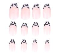JEWEDECO 48pcs Press on Nails Full Cover Long False Nails with Elegant French Pattern Plastic Material Easy to Paint and Nice Holding Colour for Dating and Festivals