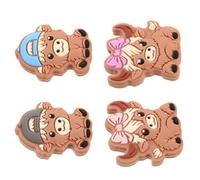 JEWEDECO 4pcs Cartoon Silicone Knitting Needle Caps with Highland Cow Design Soft Knit Needle Tip Protectors Stoppers for Handcraft Quilting and Beginner Sweater Sewing