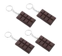JEWEDECO 4pcs Cute Kawaii Chocolate Keyring Mini Bag Keychain Key Ring Accessories Pvc Material Realistic Chocolate Shape Charming Novelty Style for Daily Accessories and Occasion