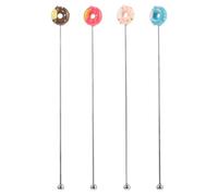 JEWEDECO 4pcs Donut Shaped Stainless Steel Swizzle Sticks for Cocktail Coffee Stirring for Bar Restaurant Home Use