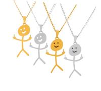JEWEDECO 4pcs Doodle Pendant Necklaces Stainless Steel Matchstick Men Friendship Jewelry Chain for Teens Women Men Daily Party Wear