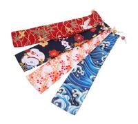 JEWEDECO 4pcs Drawstring Pouch Set for Hand Fan Storage, Portable Polyester Cotton Bags with Retro Japanese and Chinese-inspired Elegant Design, for Personal Use and Travel