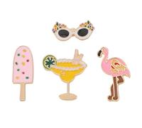 JEWEDECO 4pcs Flamingo Brooch Badge Alloy Drip Oil Flamingo Breastpin Brooch Fashion Dress Party Clothes Clip Accessory