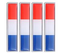 JEWEDECO 4pcs French Flag Metal Sticker 3d Embossed Zinc Alloy Rectangle Badge Strong Adhesive National Theme Decoration for Outdoor Activities and Home Door