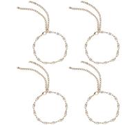 JEWEDECO 4pcs Golden Rhinestones Shoe Chains for Women High Heels, Alloy Material with Practical Anti-lost Design, Stylish and Chic Heel Straps for Elegant Shoe Decoration